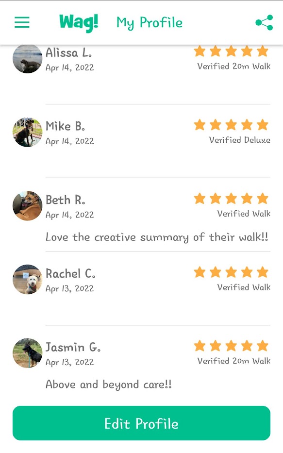 5 Star Pet Care Client Testimonials about the high quality of pet care services provided by TK as a pet sitter