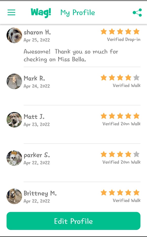 5 Star Pet Care Client Testimonials about the high quality of pet care services provided by TK as a pet sitter