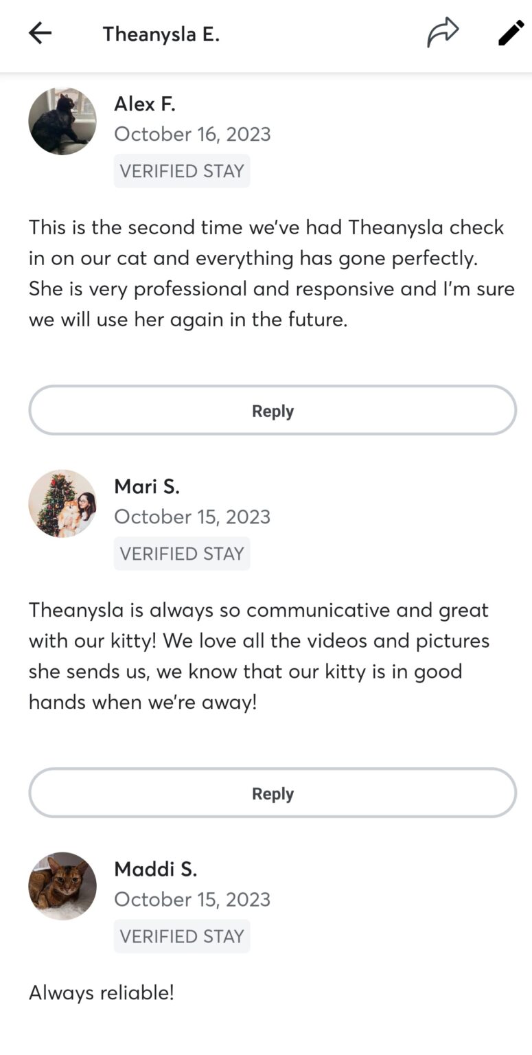 Rave Reviews from Pet Owners about TK's Quality Pet Care Services