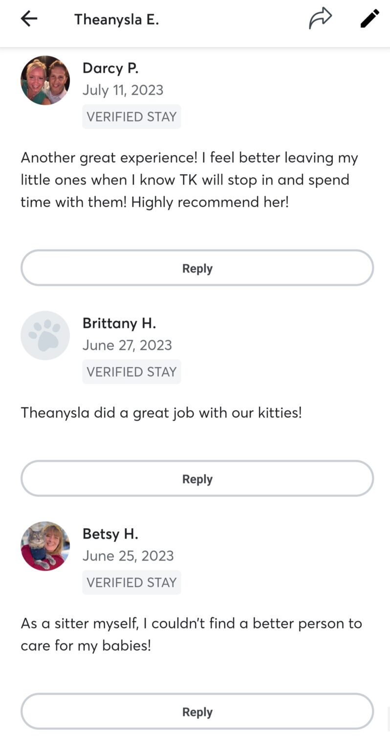 Rave Reviews from Pet Owners about TK's Quality Pet Care Services