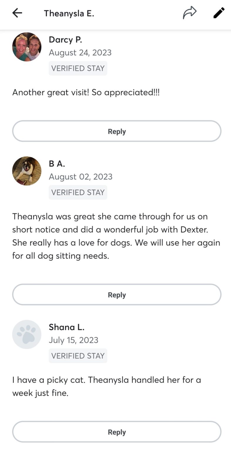 Rave Reviews from Pet Owners about TK's Quality Pet Care Services