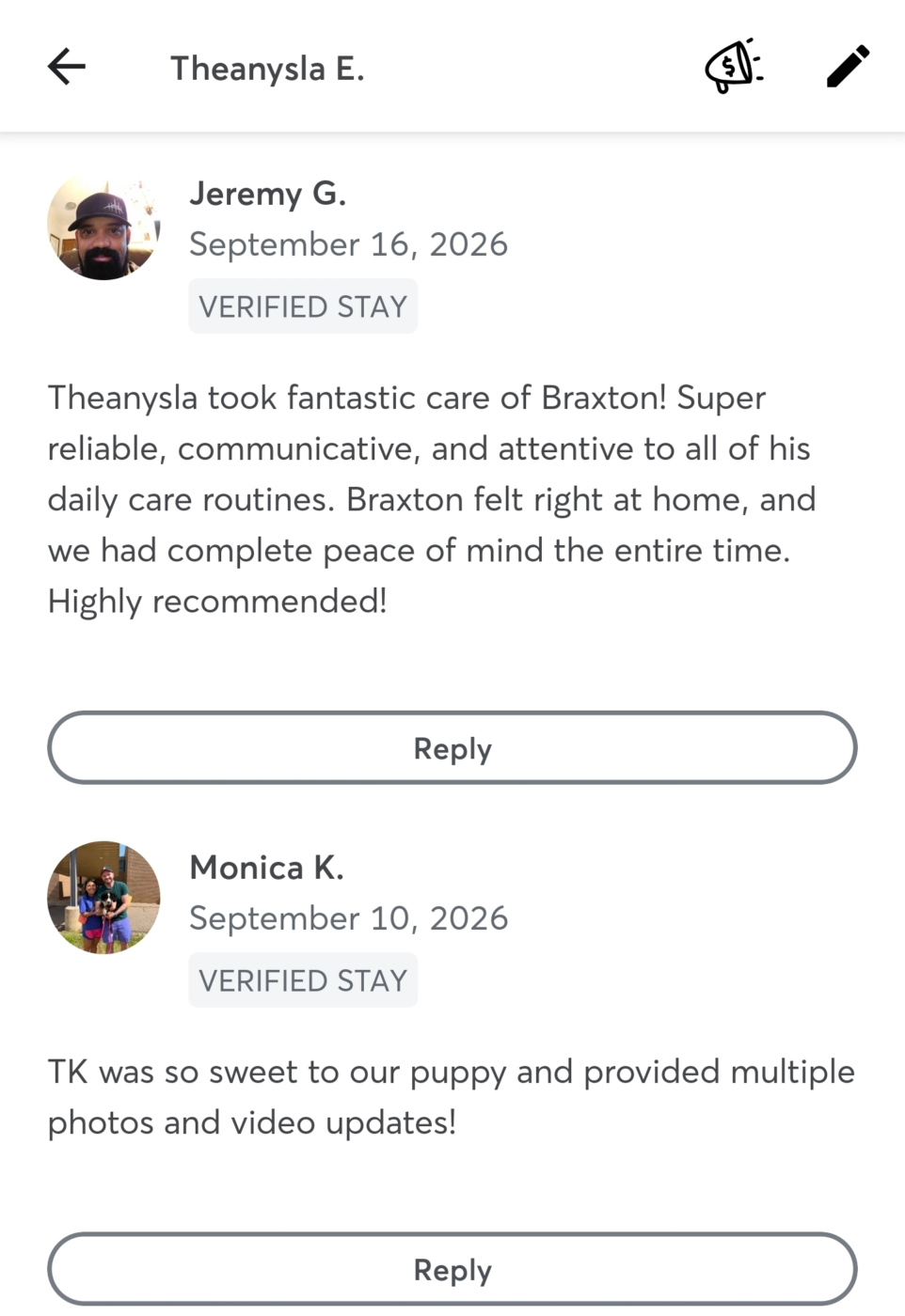 Rave Reviews from pet owners explaining why they loved TK's pet care services